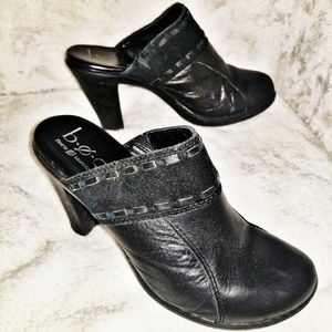 B.O.C Born Concept Heel Slip on Black Leather Mule